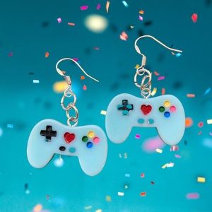 Handmade video game controller earrings